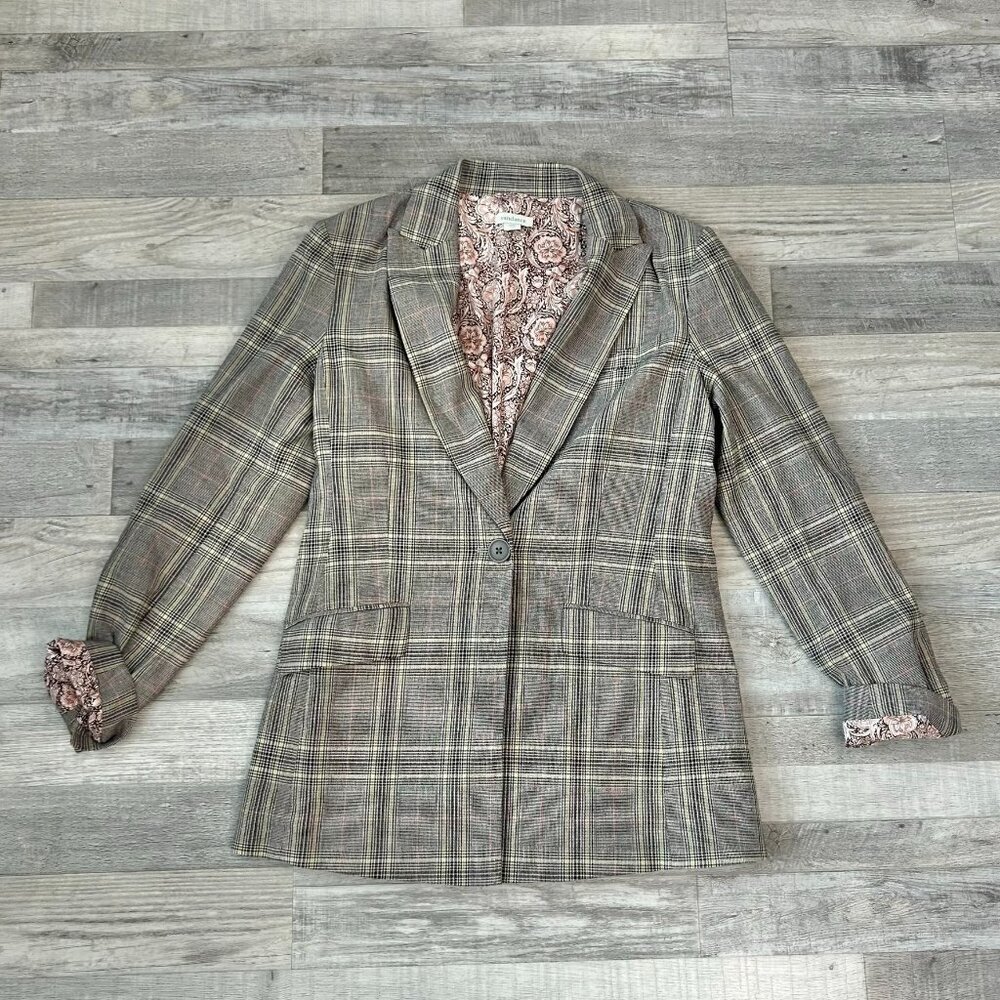 Sundance Whitman Plaid Linen Cotton Long Sleeve Women's Blazer B29